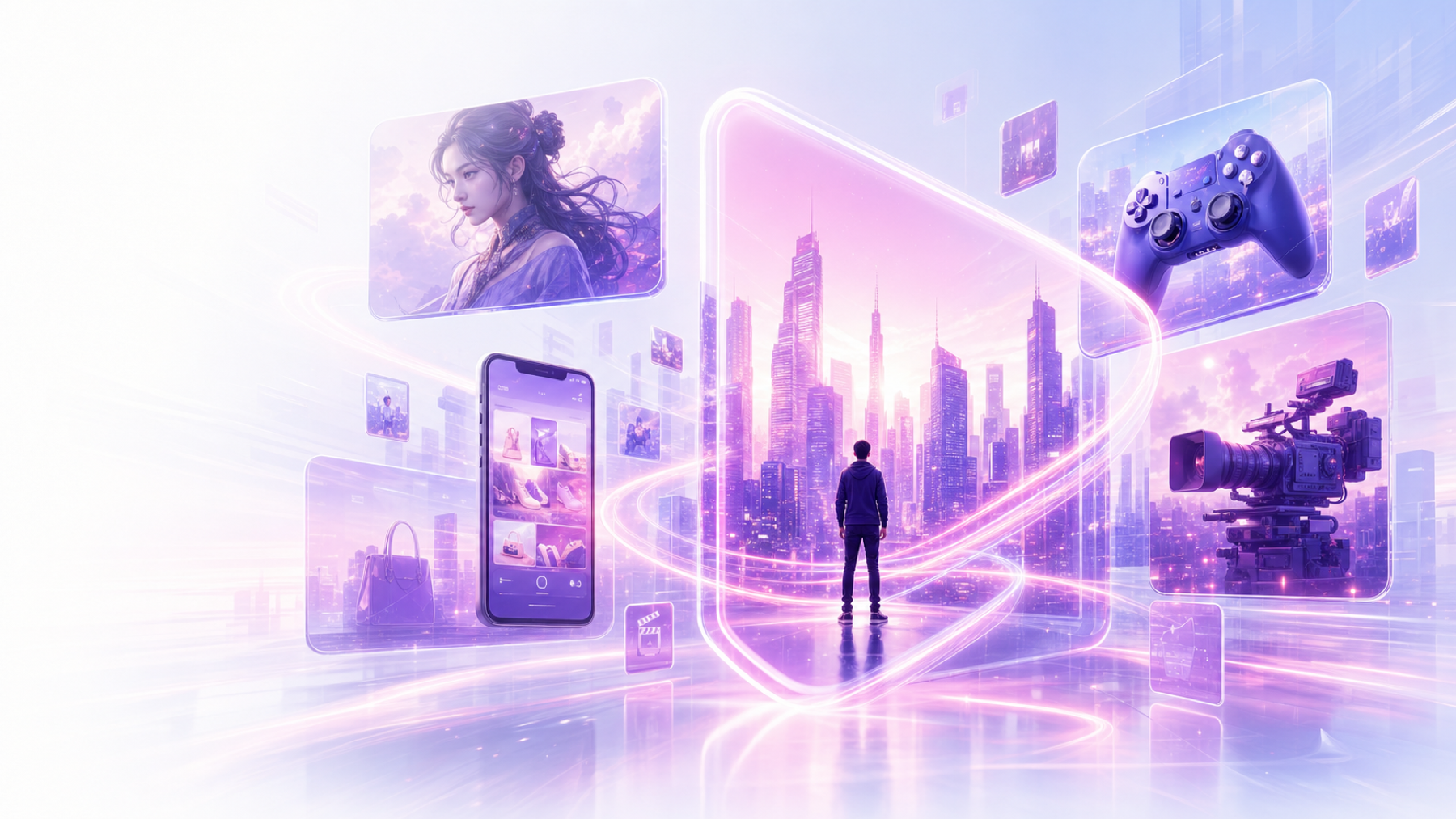 A luminous future-media ecosystem connecting creators, commerce, games and content production